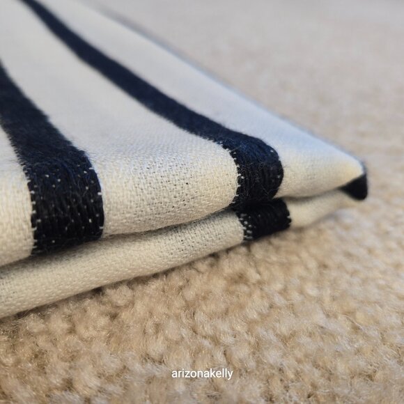 Ivory Cashmere Scarf With Black Stripes - Picture 16 of 16